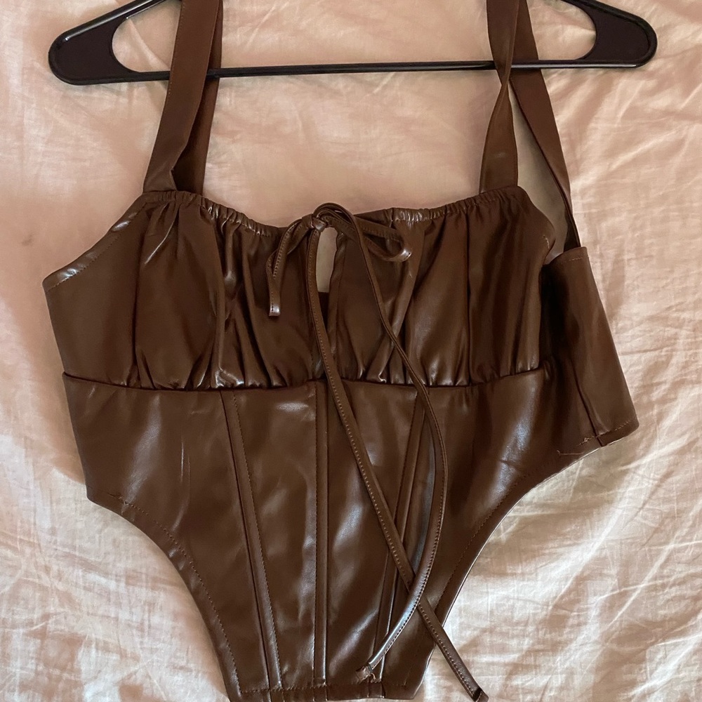 Brown corset tank top from Stella